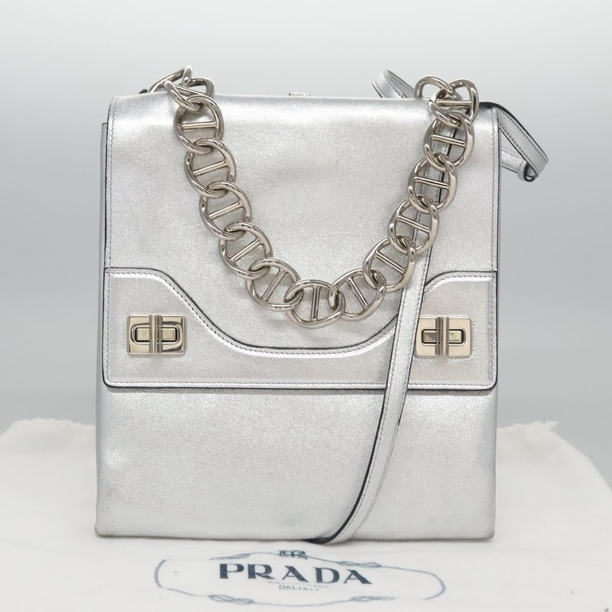Prada Double Turn Lock Shoulder Bag Leather