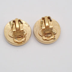 Chanel Vintage CC Round Button Clip-On Earrings Metal