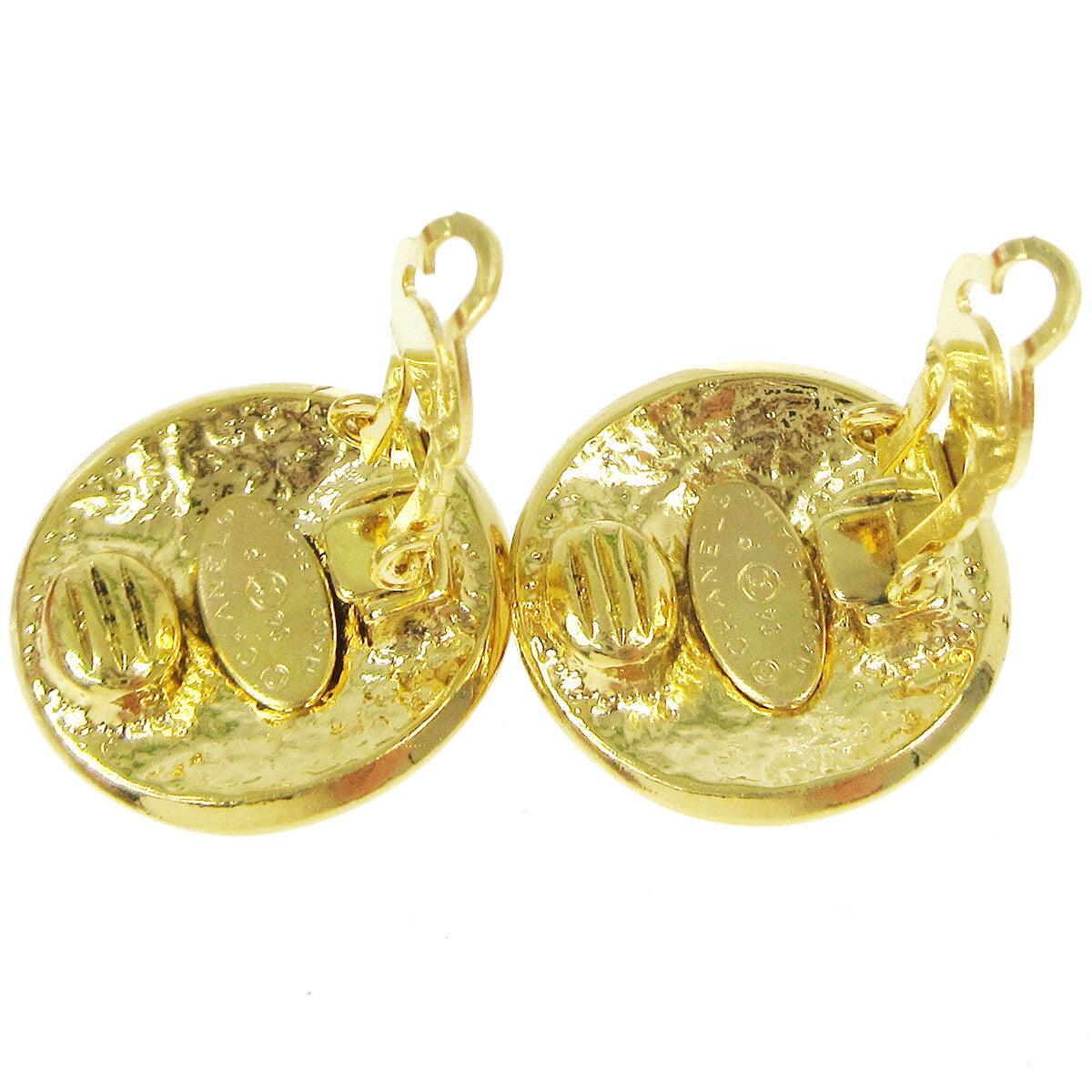 Chanel Vintage Round CC Clip-On Earrings Metal