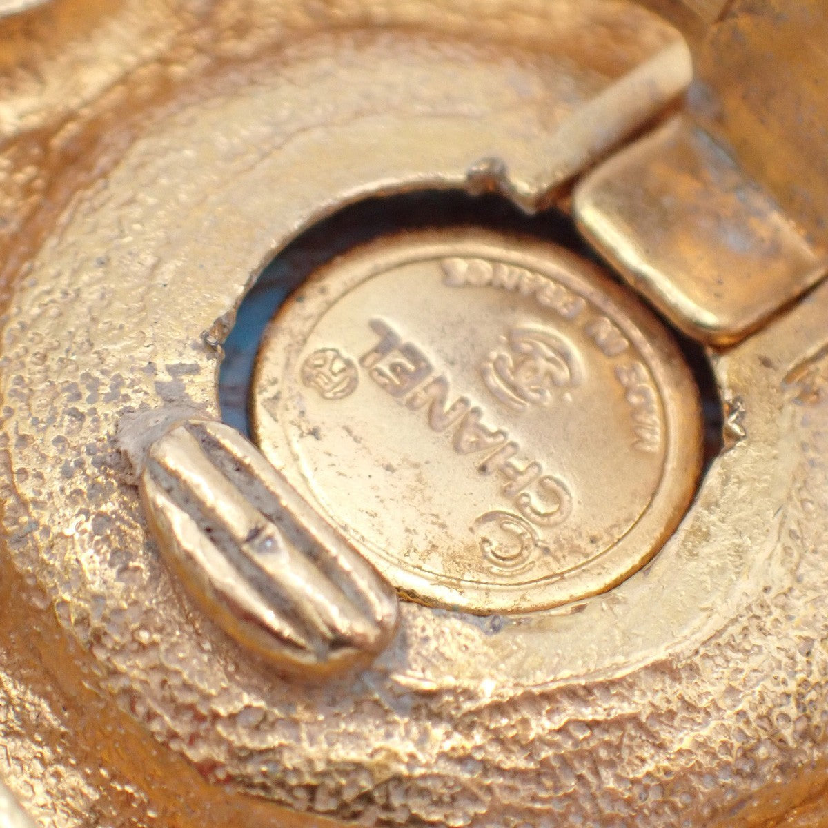 Chanel Vintage CC Round Button Clip-On Earrings Metal