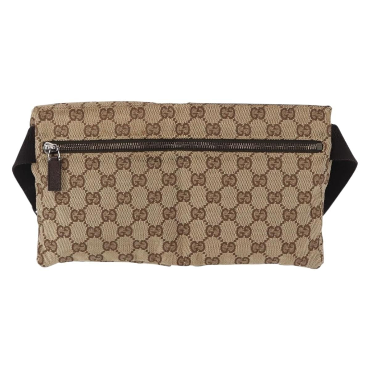 Gucci Vintage Double Belt Bag GG Canvas with Leather