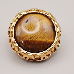 Chanel Vintage CC Round Button Clip-On Earrings Metal and Wood