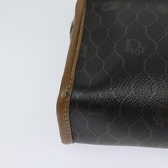 Christian Dior Vintage Honeycomb Zip Pouch Canvas and Leather