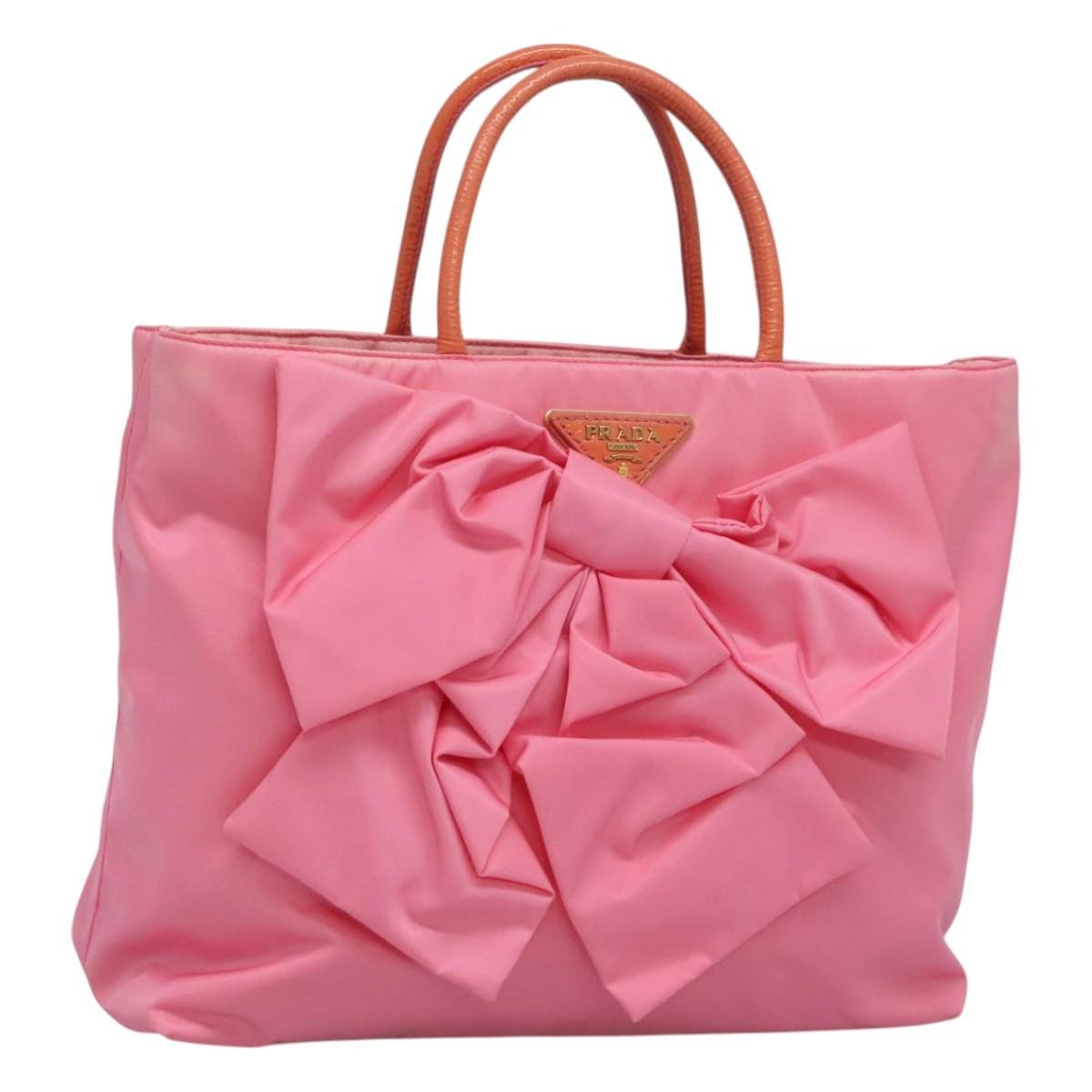 Prada Logo Bow Convertible Tote Tessuto with Leather