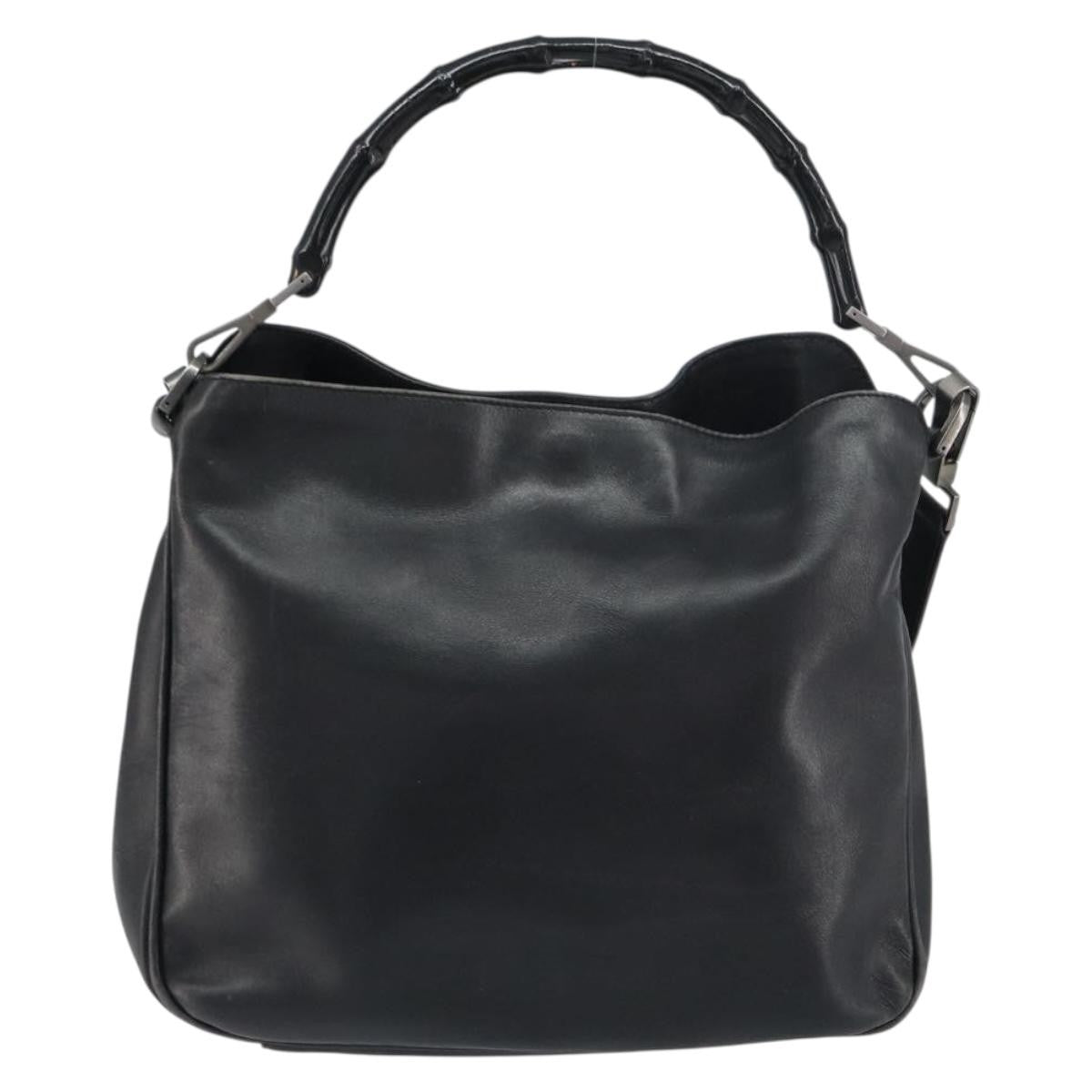 Gucci Vintage Bamboo Handle Open Hobo Leather