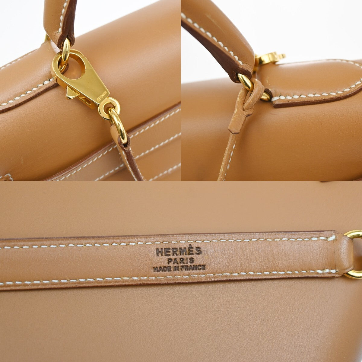 Hermes Kelly Handbag Brown Chamonix with Gold Hardware