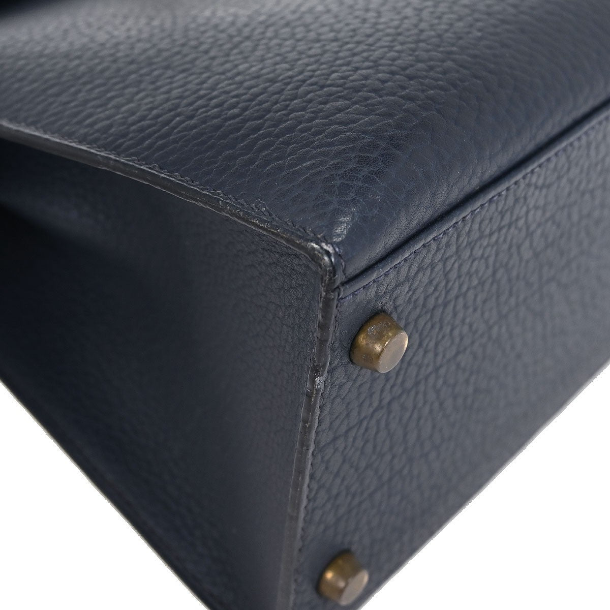 Hermes Kelly Handbag Blue Ardennes with Gold Hardware