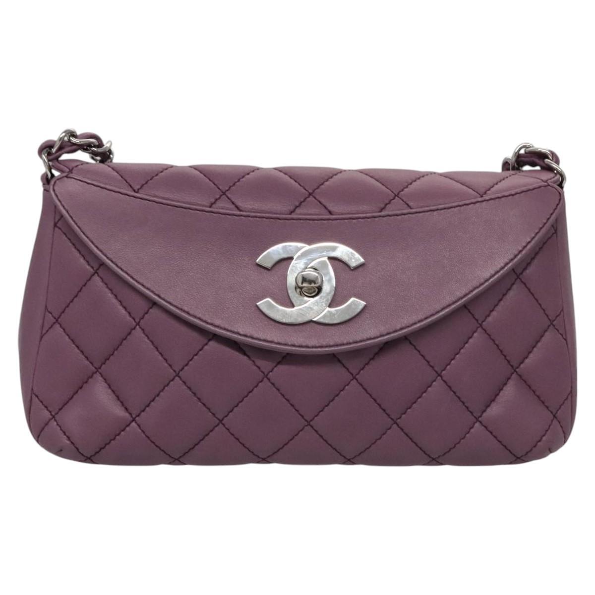 Chanel Crescent Chain Shoulder Bag Quilted Lambskin