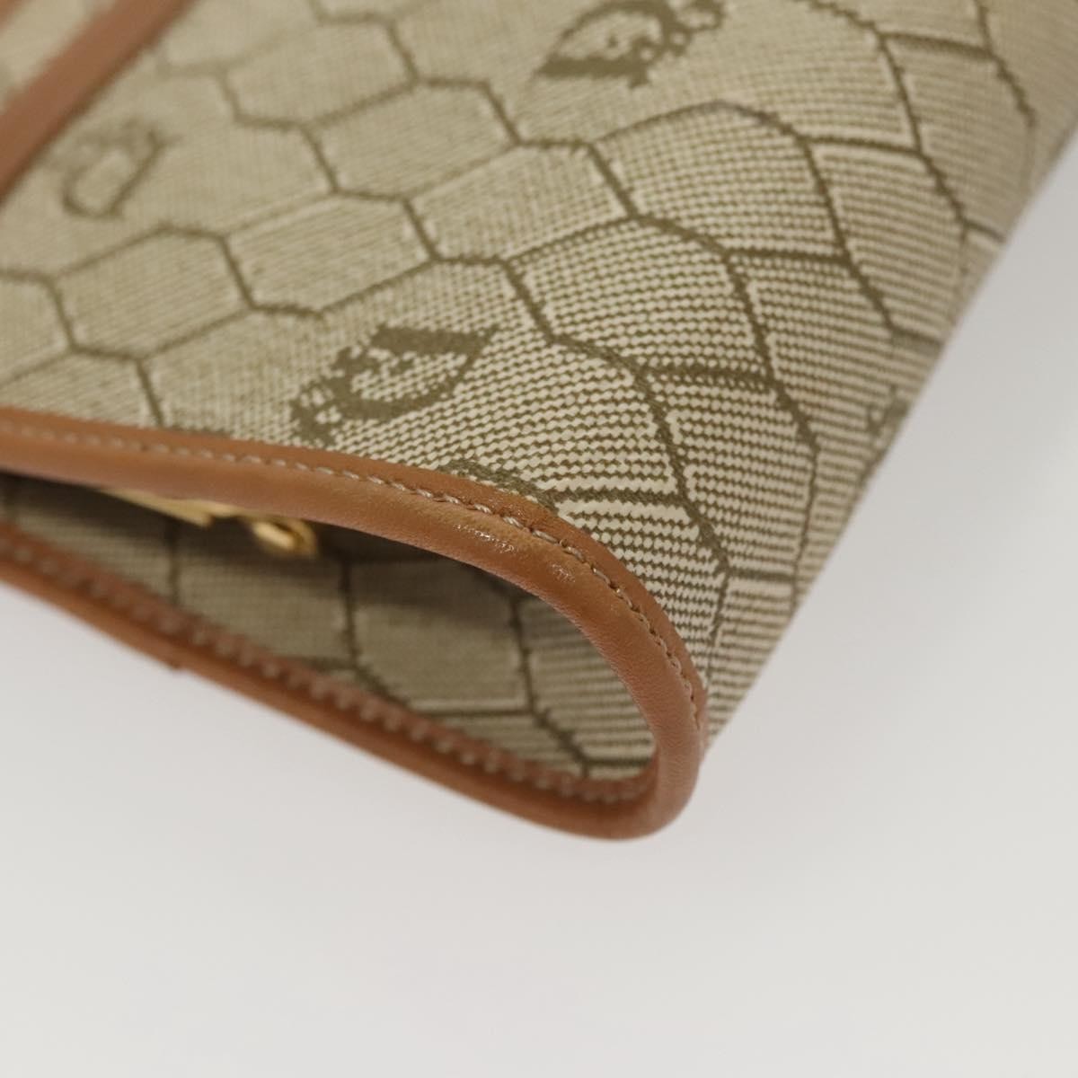Christian Dior Vintage Honeycomb Zip Pouch Coated Canvas