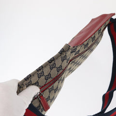 Gucci Vintage Double Belt Bag GG Canvas with Leather