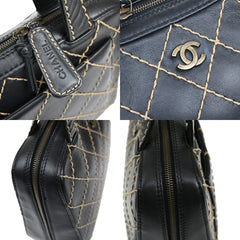 Chanel Surpique Zip Around Satchel Quilted Leather