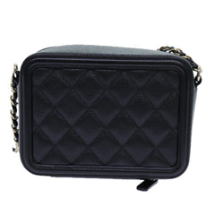 Chanel Filigree Vanity Clutch with Chain Quilted Caviar