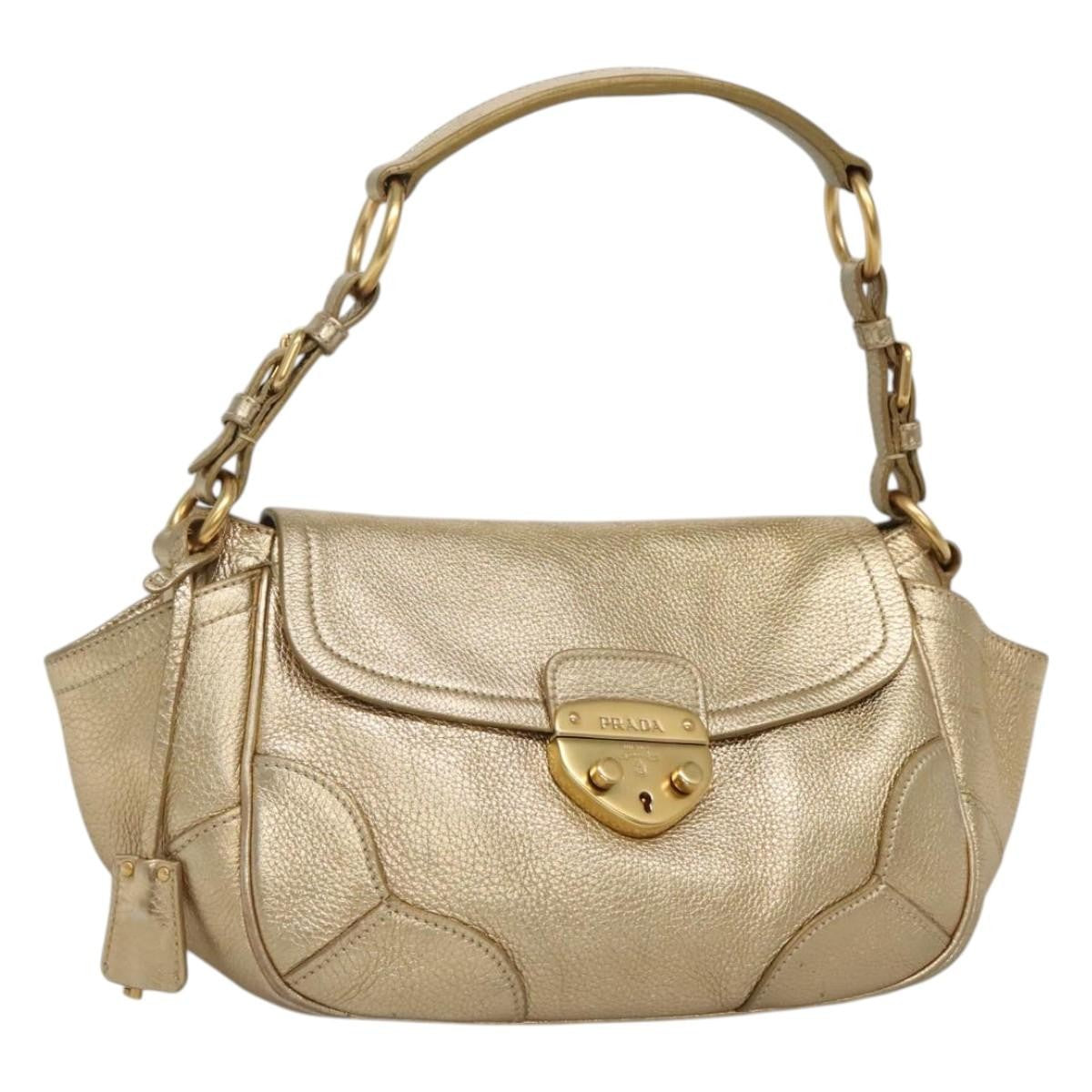 Prada Antic Pushlock Shoulder Bag Leather