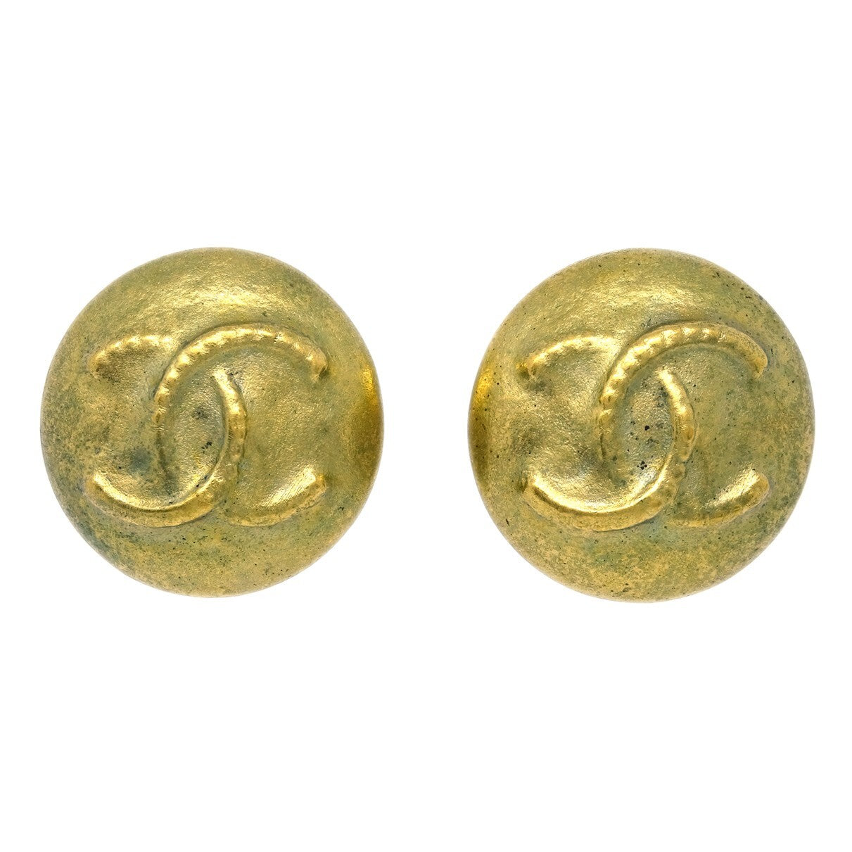 Chanel Vintage CC Round Clip-On Earrings Metal