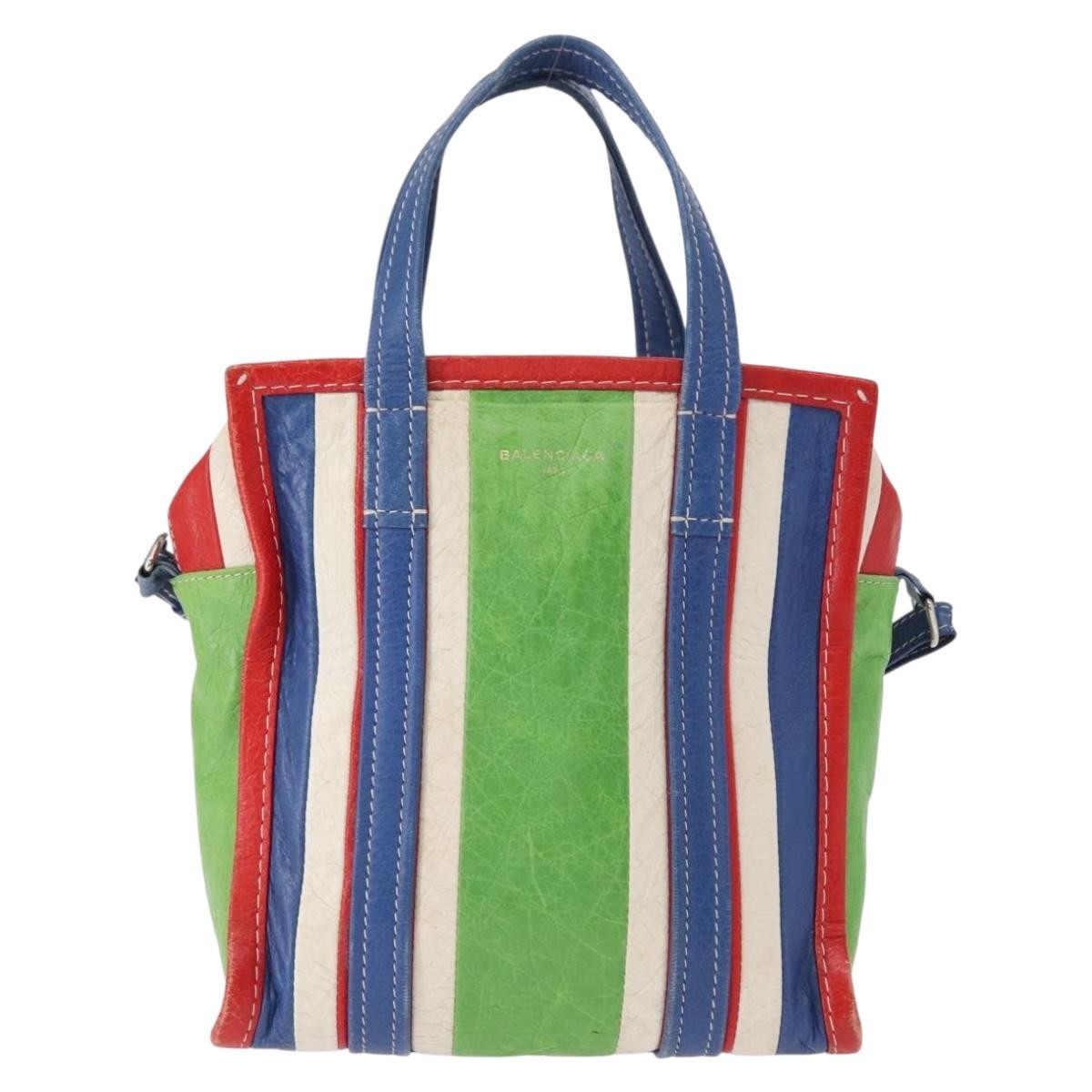 Balenciaga Bazar Convertible Tote Striped Leather