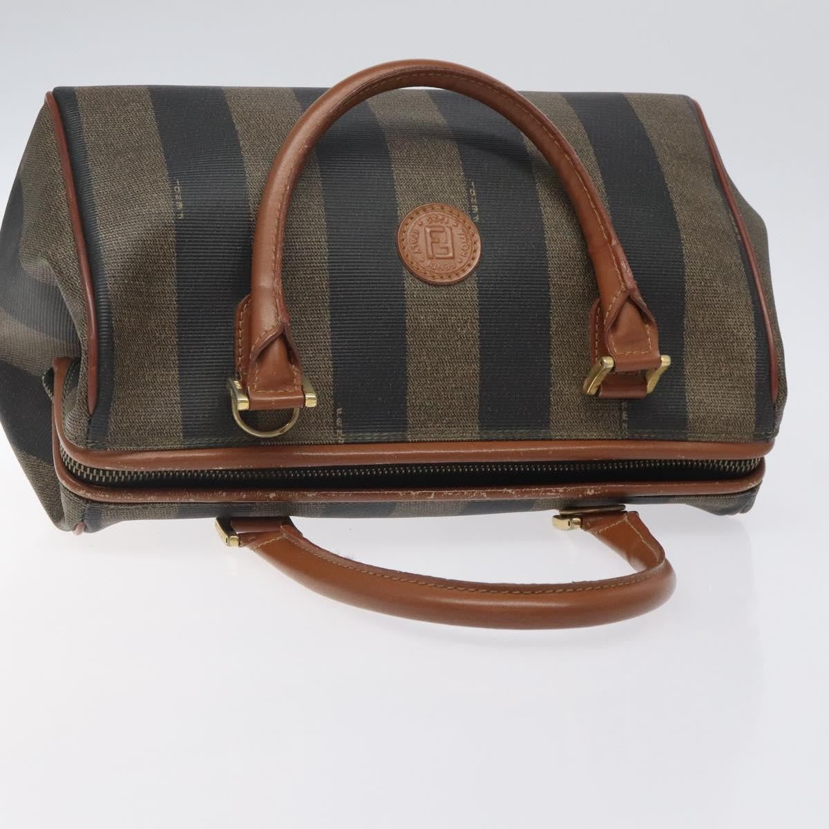 Fendi Vintage Pequin Boston Bag Coated Canvas