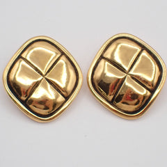 Chanel CC Rhombus Clip-On Earrings Metal