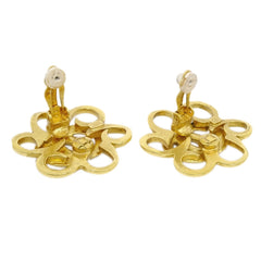 Chanel Vintage CC Flower Clip-On Earrings Metal
