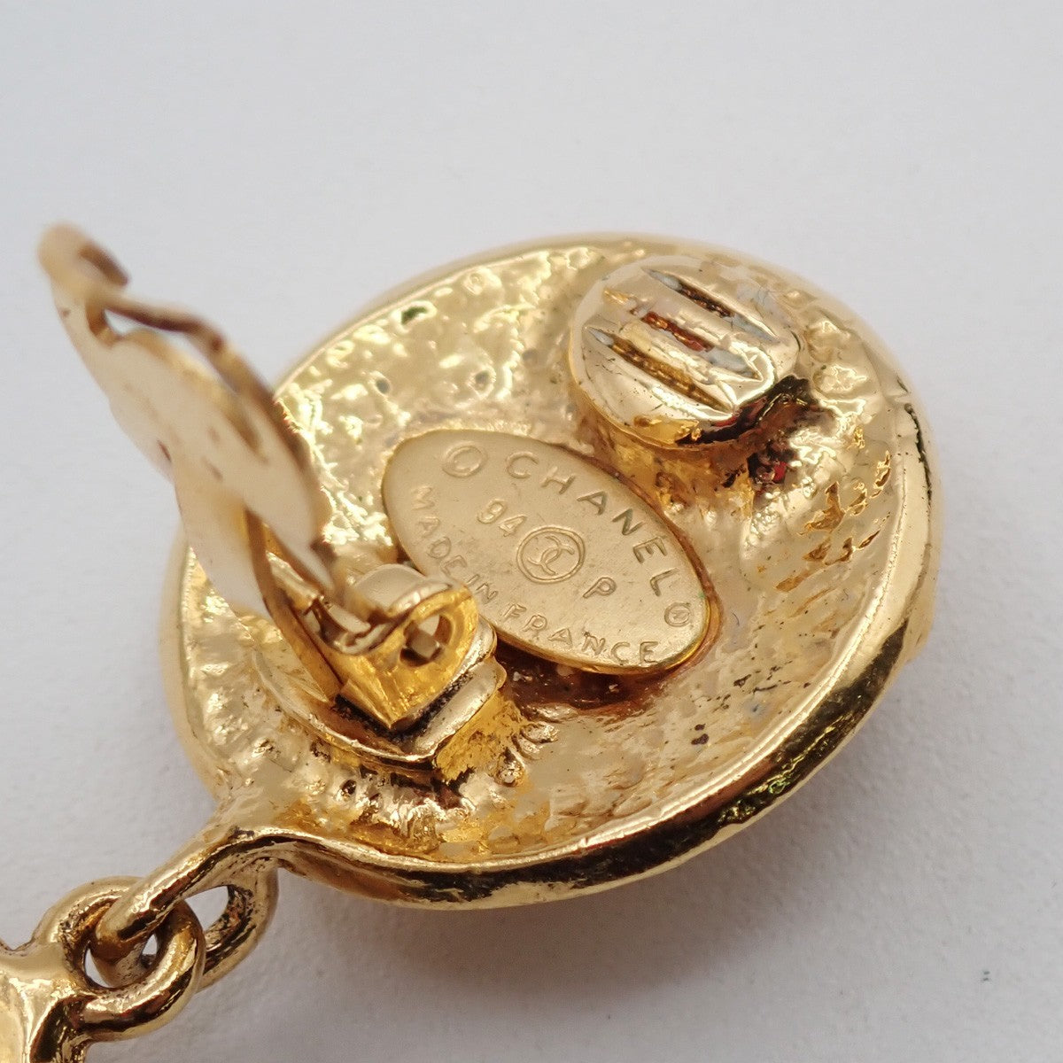 Chanel Vintage CC Round Drop Clip-On Earrings Metal