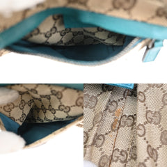 Gucci Vintage Double Belt Bag GG Canvas with Leather