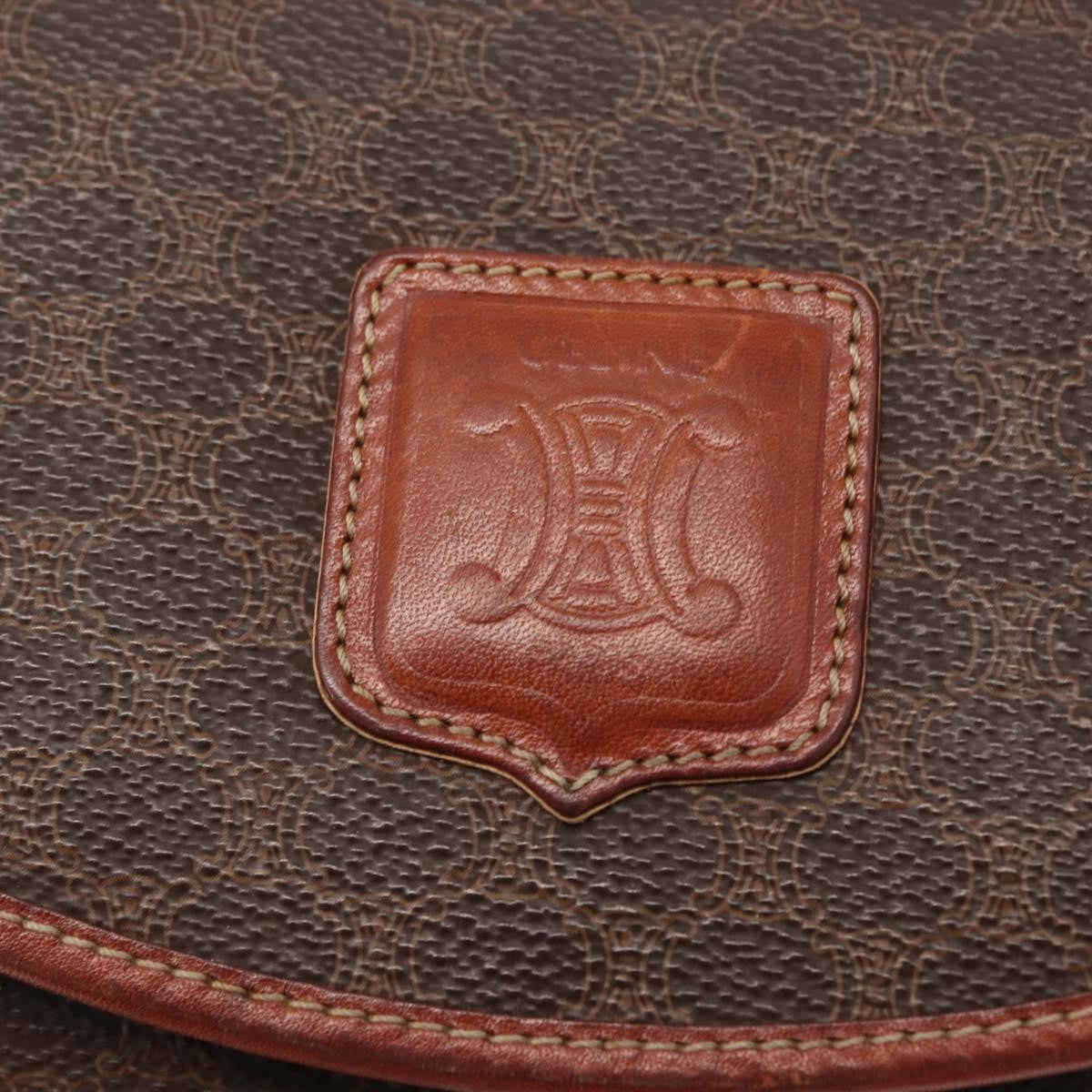 Celine Vintage Macadam Shoulder Bag Canvas and Leather