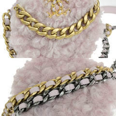 Chanel 19 Round Clutch with Chain Quilted Shearling