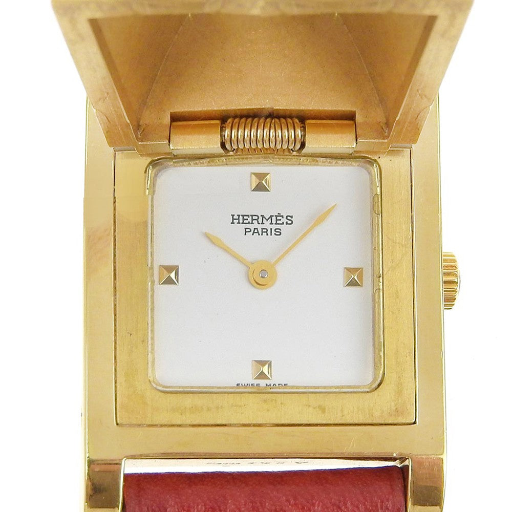 Hermes Medor Quartz Watch Plated Metal and Leather