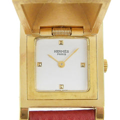 Hermes Medor Quartz Watch Plated Metal and Leather