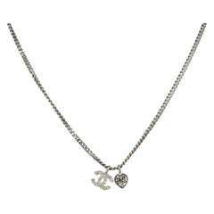 Chanel CC and Heart Pendant Necklace Metal