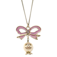 Chanel CC Bow Necklace Gold-plated with Artificial pearl