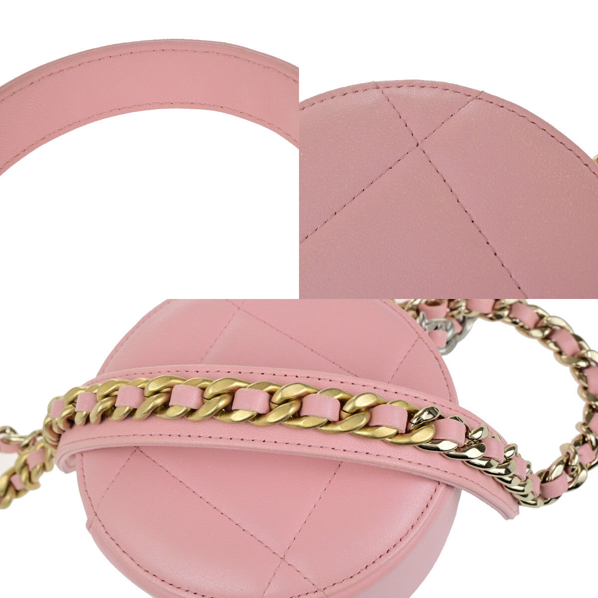 Chanel 19 Round Clutch with Chain Quilted Leather