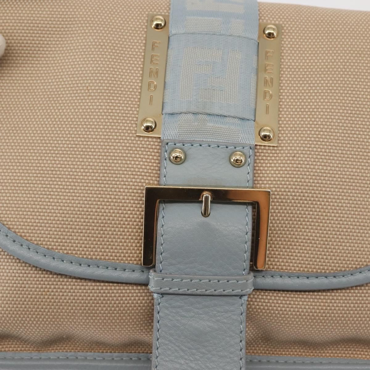 Fendi Logo Flap Shoulder Bag Canvas