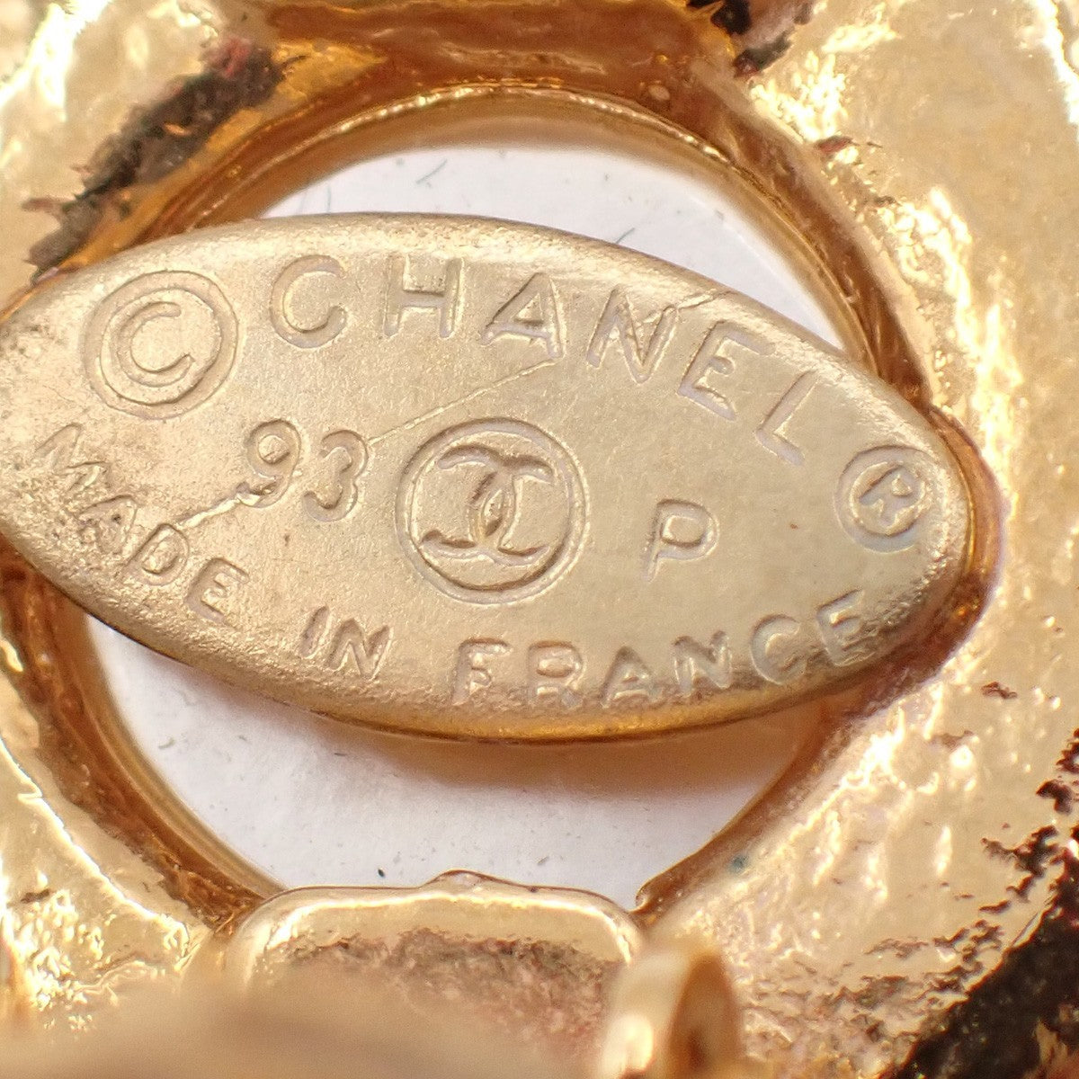 Chanel Vintage Round Clip-On Earrings Metal with Faux Pearl