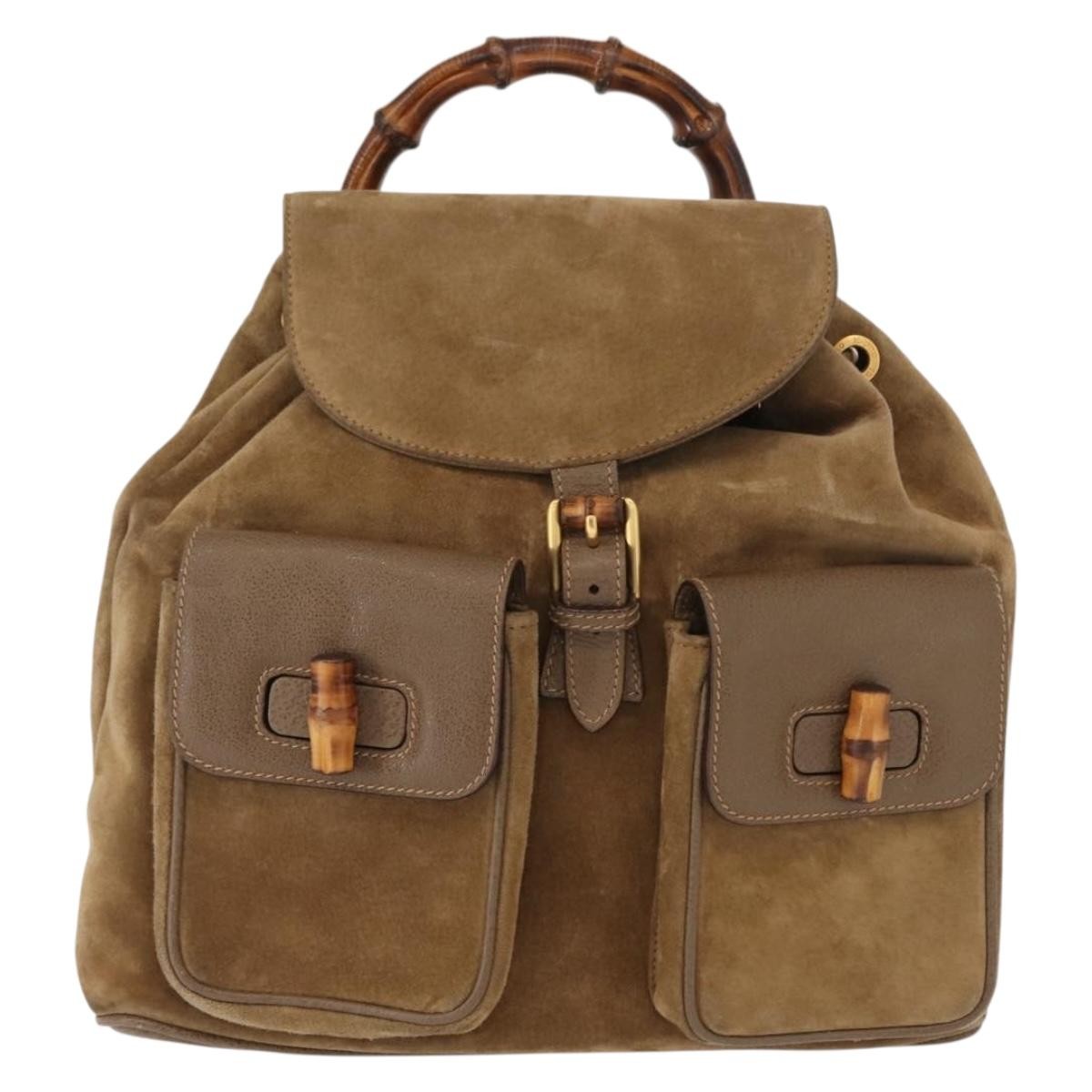 Gucci Vintage Bamboo Backpack Suede