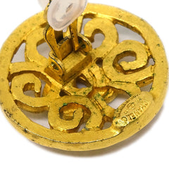 Chanel Vintage CC Round Clip-On Earrings Metal