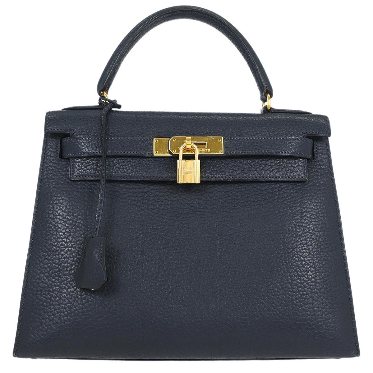 Hermes Kelly Handbag Blue Ardennes with Gold Hardware