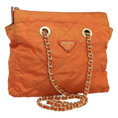 Prada Chain Shoulder Bag Quilted Tessuto