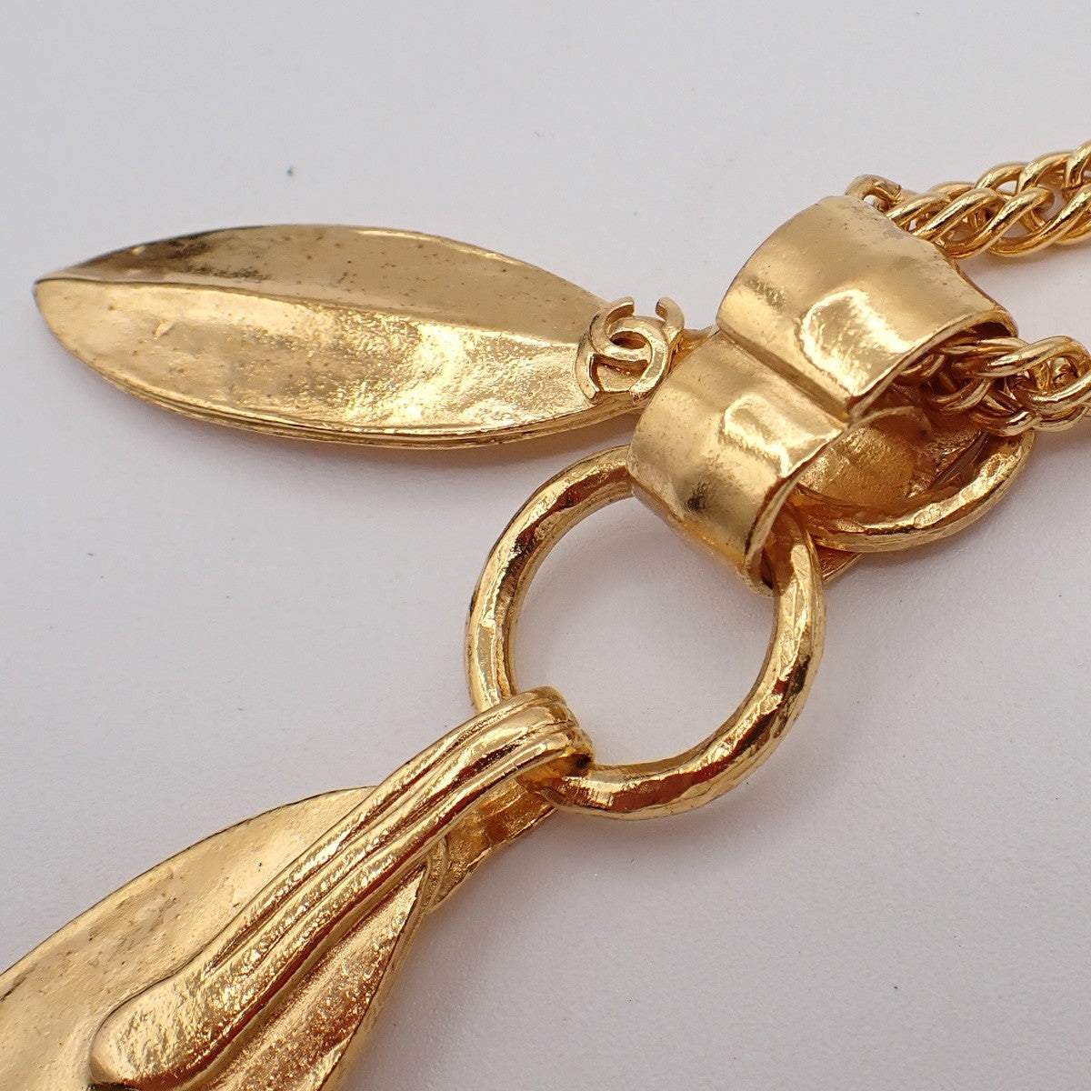 Chanel Feather CC Pendant Necklace Metal with Faux Pearl and Crystal