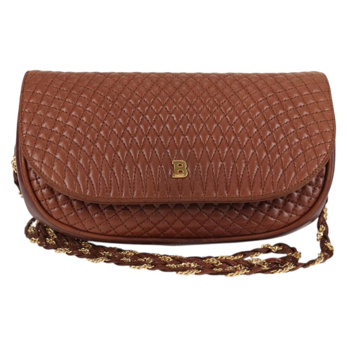 Bally Vintage Chain Shoulder Bag Quilted Leather