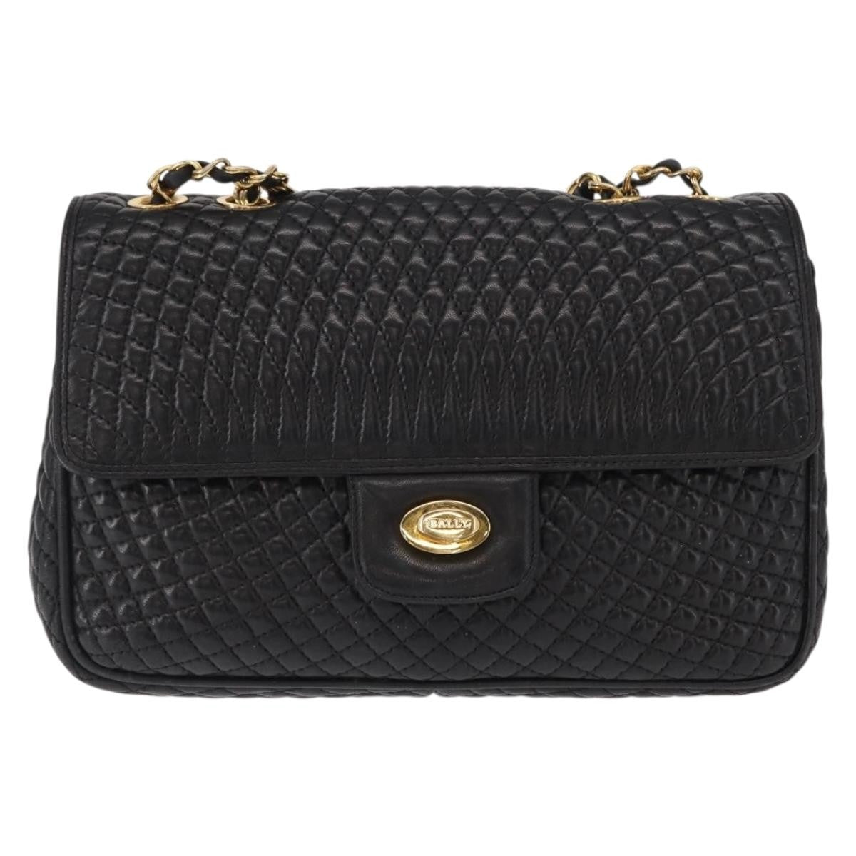 Bally Vintage Chain Shoulder Bag Quilted Leather