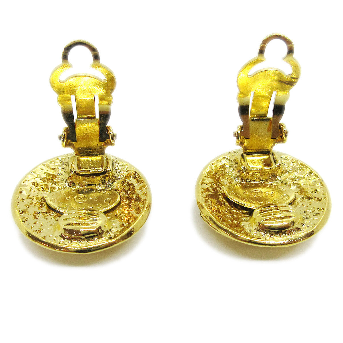 Chanel Vintage CC Round Clip-On Earrings Metal