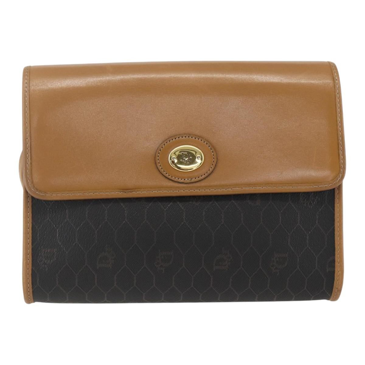 Christian Dior Vintage Honeycomb Shoulder Bag Canvas and Leather