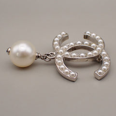 Chanel CC Drop Brooch Metal and Faux Pearls