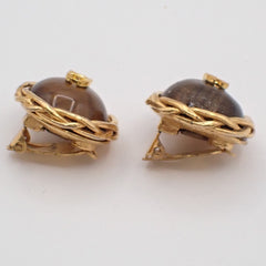 Chanel CC Button Clip-On Earrings Metal with Faux Pearl