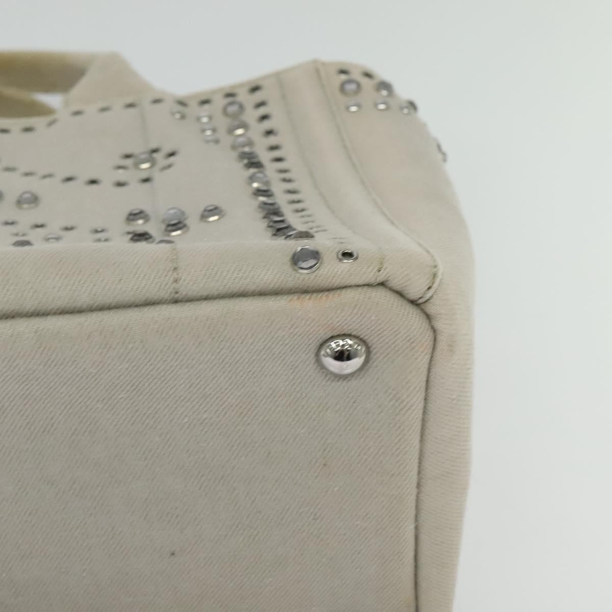 Prada Canapa Convertible Tote Rhinestone Embellished Denim