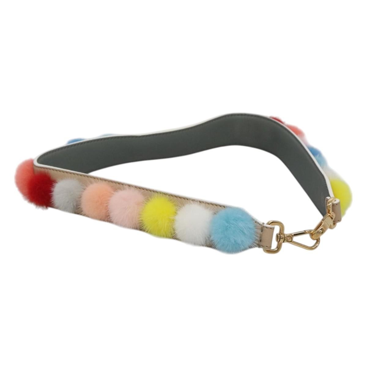 Fendi Pom Pom Strap You Shoulder Strap Leather and Fur