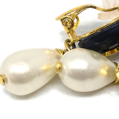 Chanel CC Dangle Earrings Metal with Faux Pearl