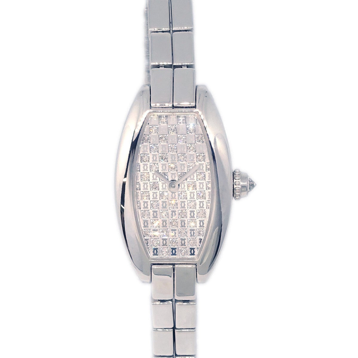 Cartier Mini Tonneau Lanier Quartz Watch White Gold with Diamond Bezel