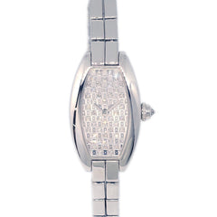 Cartier Mini Tonneau Lanier Quartz Watch White Gold with Diamond Bezel