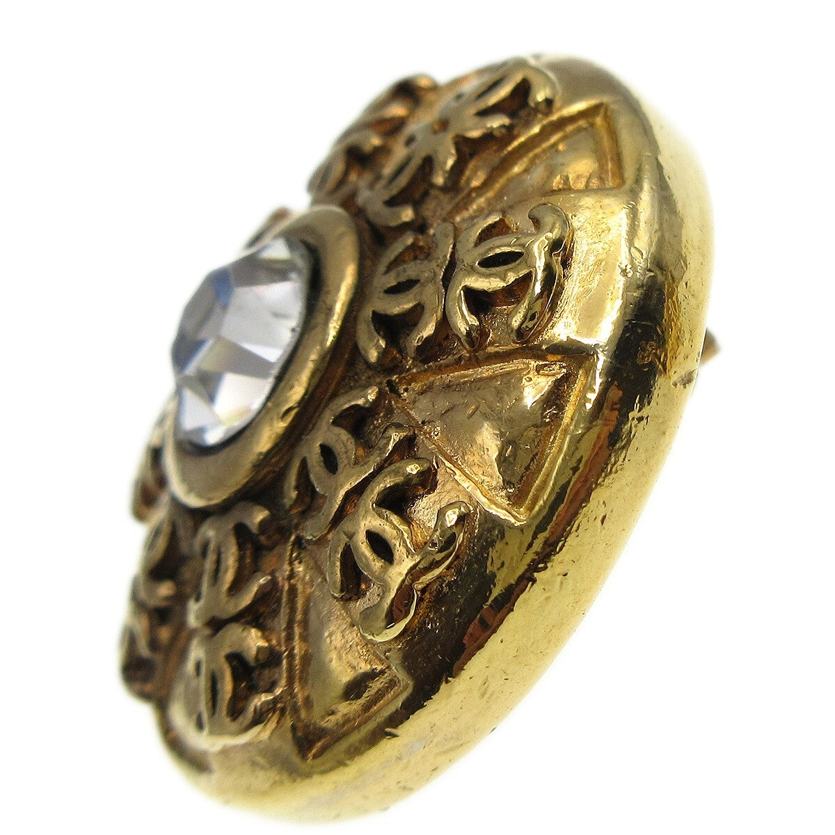 Chanel CC Round Earrings Metal and Crystal